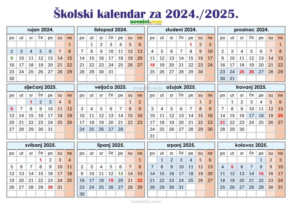 Školski kalendar 2024/25